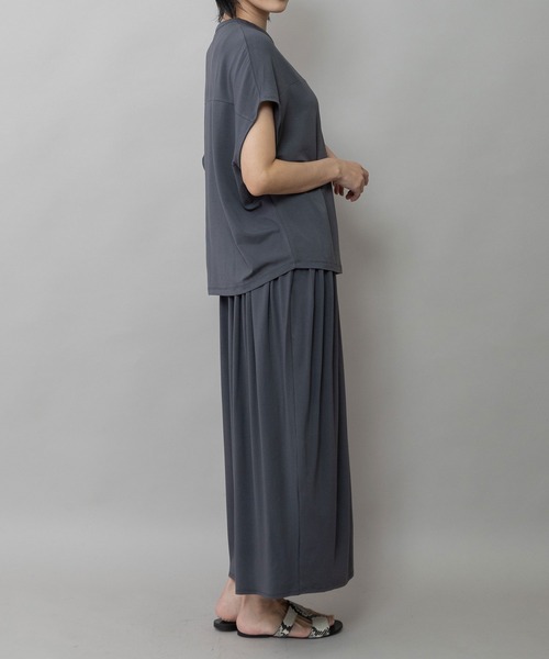 Munich（ミューニック）の「【接触冷感】シルキージャージギャザースカート（スカート・レディース・ブラック/カーキ/ダークグレー・FREE）」の10枚目の写真