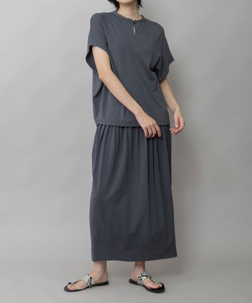 Munich（ミューニック）の「【接触冷感】シルキージャージギャザースカート（スカート・レディース・ブラック/カーキ/ダークグレー・FREE）」の11枚目の写真