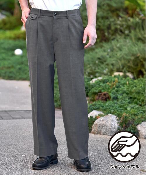 DRESSTERIOR(ドレステリア)の「【ウォッシャブル】サイドゴア ワンタックワイドパンツ(その他パンツ・メンズ・ライトグレー/ブラウン系その他/ブラック・76/85/82/79)」の1枚目の写真