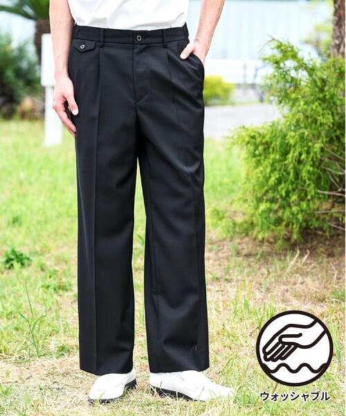 DRESSTERIOR(ドレステリア)の「【ウォッシャブル】サイドゴア ワンタックワイドパンツ(その他パンツ・メンズ・ライトグレー/ブラウン系その他/ブラック・76/85/82/79)」の2枚目の写真