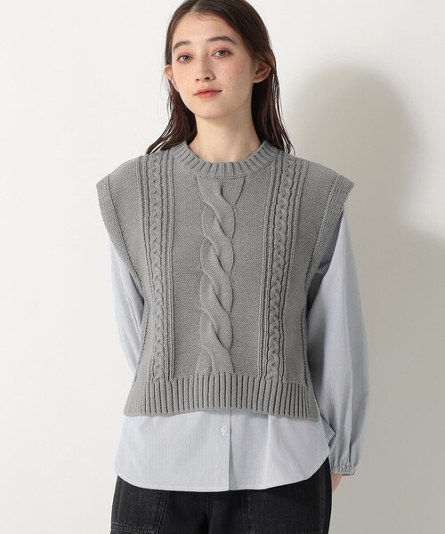 新品未使用　TWINSET ACTITUDE ケーブルニット パデッドベスト スラッシュケーブルニットベスト【miette ミエット】 | titivate