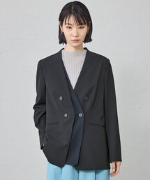 CAST:（キャストコロン）の「【はっ水/UV対策/セットアップ対応】フェイクレイヤードバイカラージャケット（テーラードジャケット）」