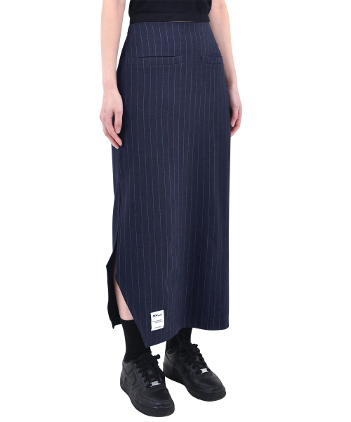 KATHARSIS(カタルシス)の「カッティングロングスカート ネイビーピンストライプ ONE SIZE(スカート・レディース・その他・ONE SIZE)」の1枚目の写真
