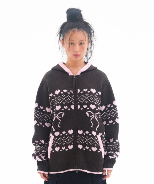 セール】COWICHAN KNIT HOODIE ZIP-UP CHARCOAL（カーディガン/ボレロ