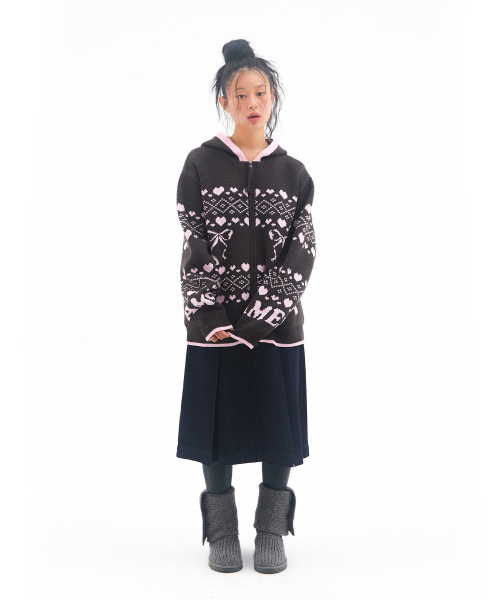 AMESWORLDWIDE(アメスワールドワイド)の「COWICHAN KNIT HOODIE ZIP-UP CHARCOAL(カーディガン/ボレロ・レディース・その他・S/M)」の10枚目の写真