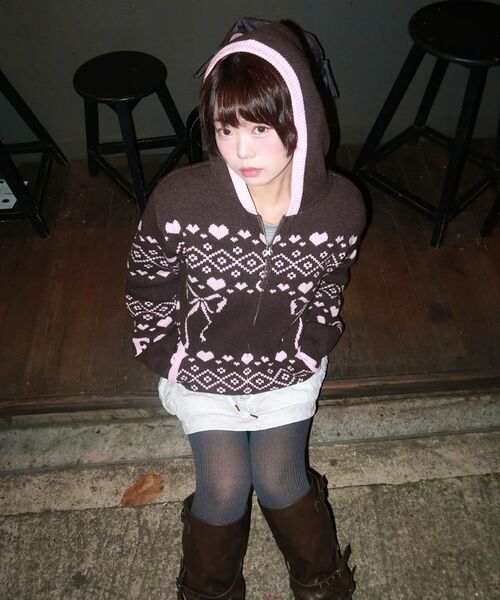 AMESWORLDWIDE(アメスワールドワイド)の「COWICHAN KNIT HOODIE ZIP-UP CHARCOAL(カーディガン/ボレロ・レディース・その他・S/M)」の5枚目の写真