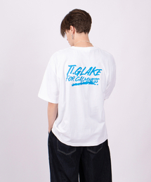 ティグレイクレタリングオーバーフィット半袖Tシャツホワイト