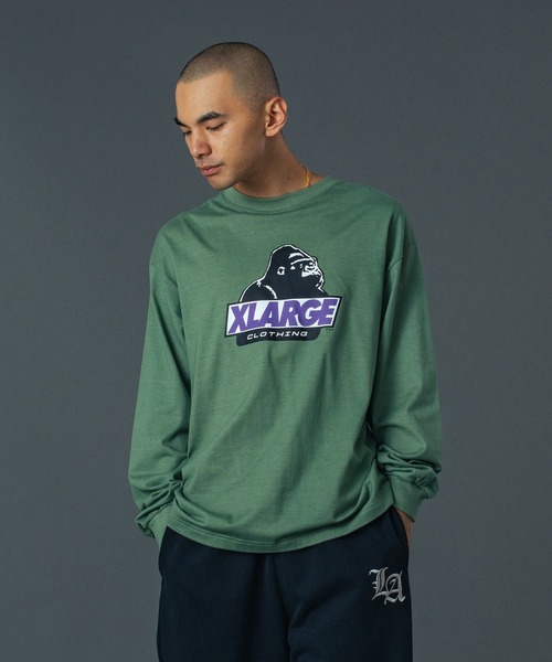 XLARGE（エクストララージ）の「OLD OG L/S TEE（Tシャツ/カットソー・メンズ・ブラック/ホワイト/グリーン/ネイビー・XS/S/M/L/XL/XXL）」の4枚目の写真