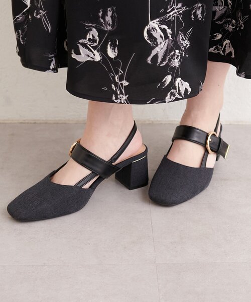 natural couture（ナチュラルクチュール）の「スクエアミュールサンダル（サンダル・レディース・ブラック/グレー/アイボリー・LARGE/MEDIUM）」の2枚目の写真