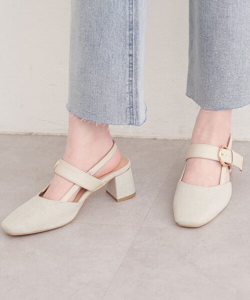 natural couture（ナチュラルクチュール）の「スクエアミュールサンダル（サンダル・レディース・ブラック/グレー/アイボリー・LARGE/MEDIUM）」の12枚目の写真