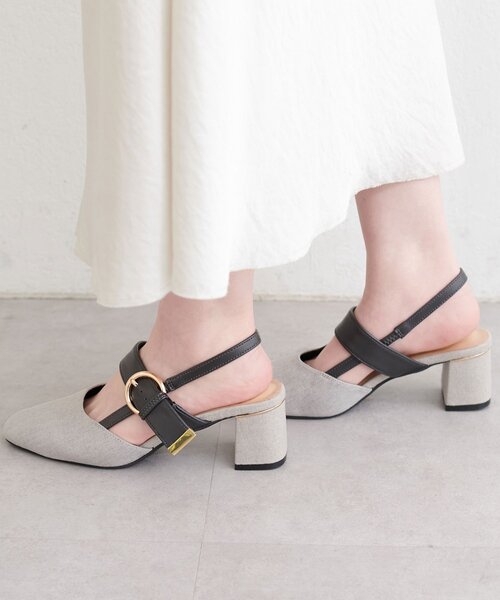 natural couture（ナチュラルクチュール）の「スクエアミュールサンダル（サンダル・レディース・ブラック/グレー/アイボリー・LARGE/MEDIUM）」の15枚目の写真