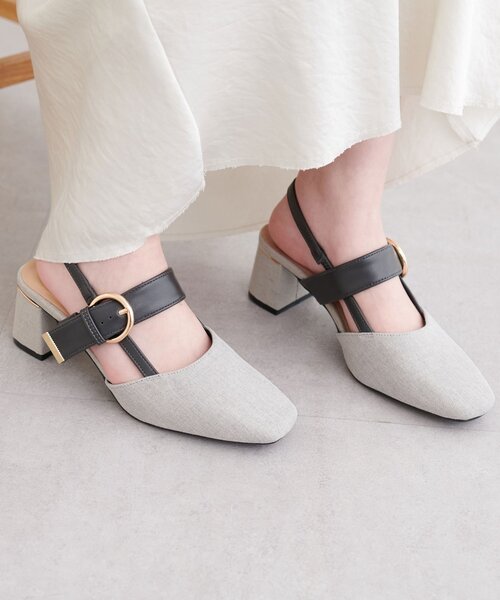 natural couture（ナチュラルクチュール）の「スクエアミュールサンダル（サンダル・レディース・ブラック/グレー/アイボリー・LARGE/MEDIUM）」の16枚目の写真