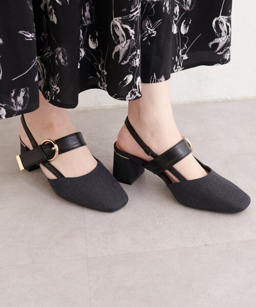 natural couture（ナチュラルクチュール）の「スクエアミュールサンダル（サンダル・レディース・ブラック/グレー/アイボリー・LARGE/MEDIUM）」の7枚目の写真