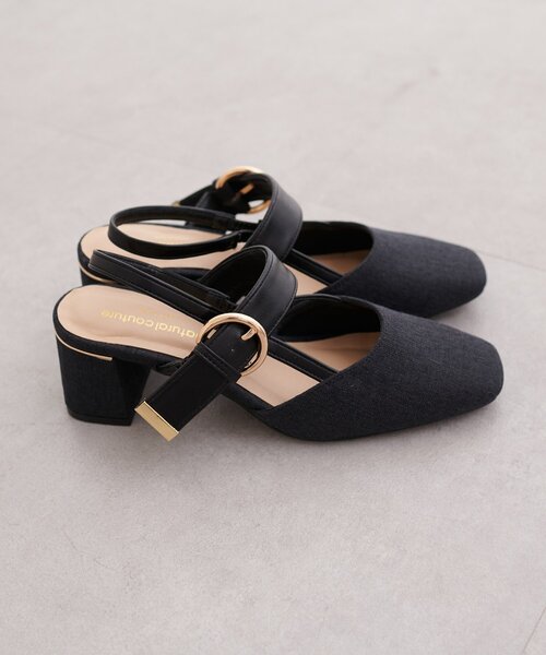 natural couture（ナチュラルクチュール）の「スクエアミュールサンダル（サンダル・レディース・ブラック/グレー/アイボリー・LARGE/MEDIUM）」の9枚目の写真