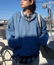 AS KNOW AS plus | ○フード付き ゆるっとビッグサイズ デニムブルゾン 【UNISEX ITEM】(デニムジャケット)