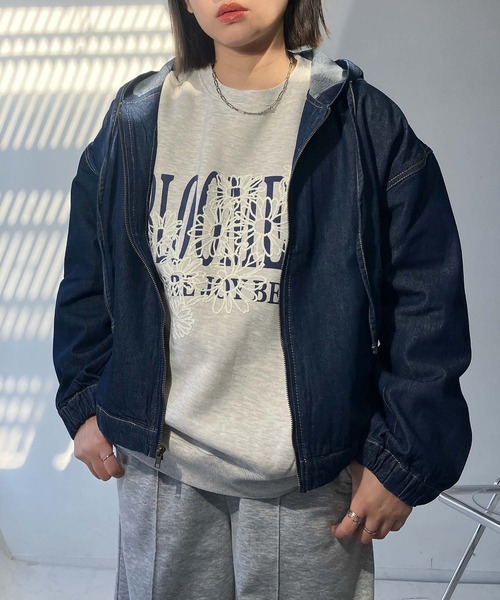 セール】○フード付き ゆるっとビッグサイズ デニムブルゾン 【UNISEX