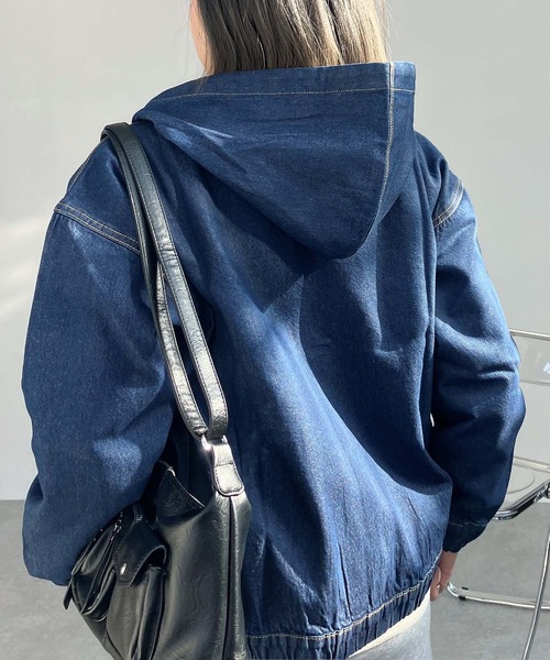 セール】○フード付き ゆるっとビッグサイズ デニムブルゾン 【UNISEX