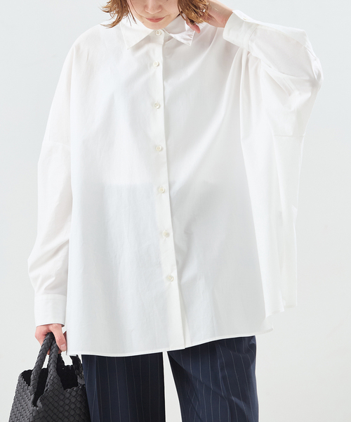 journal standard L'essage（ジャーナルスタンダードレサージュ）の「タイプライターBIGシャツ（シャツ/ブラウス・レディース・ホワイト/チャコールグレー/ネイビー・FREE）」の2枚目の写真