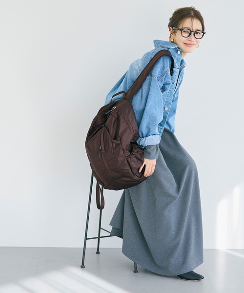 coca（coca）（コカ）の「ポケッタブル縦ファスナーバックパック（バックパック/リュック・レディース・ブラウン/ブラック・ONE SIZE）」の9枚目の写真