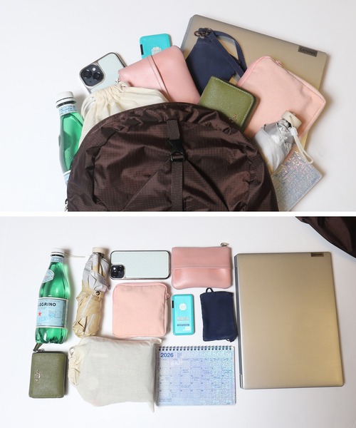 coca（coca）（コカ）の「ポケッタブル縦ファスナーバックパック（バックパック/リュック・レディース・ブラウン/ブラック・ONE SIZE）」の5枚目の写真