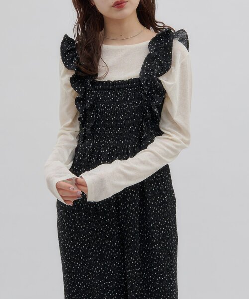 DISCOAT(ディスコート)の「【SS先行予約/umm.】肩フリルサロペット(サロペット/オーバーオール・レディース・ブラック/ライトベージュ/レモンイエロー・FREE)」の4枚目の写真