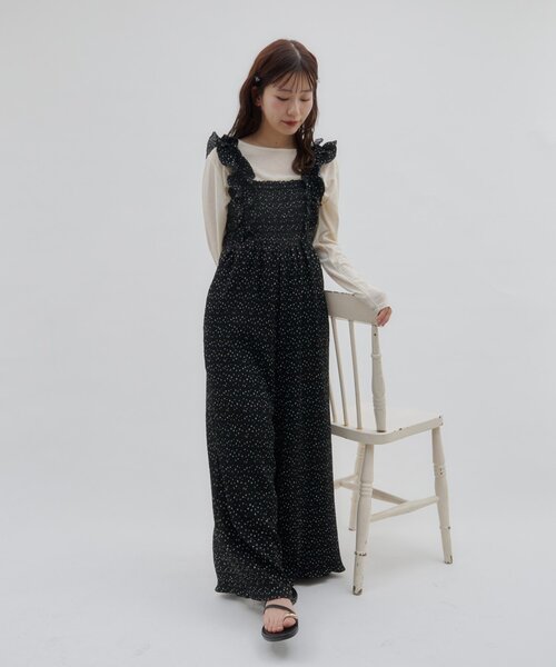 DISCOAT(ディスコート)の「【SS先行予約/umm.】肩フリルサロペット(サロペット/オーバーオール・レディース・ブラック/ライトベージュ/レモンイエロー・FREE)」の6枚目の写真