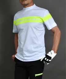 COMON GOLF（コモンゴルフ）の「イエローライン DRY素材 半袖モックネック ゴルフシャツ（Tシャツ/カットソー）」