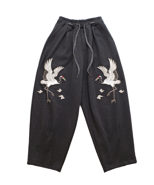 A NOTHING(アナッシング)の「CRANE EMB. H-T SWEAT PANTS (Charcoal)(スウェットパンツ・レディース・その他・MEDIUM/LARGE)」の1枚目の写真