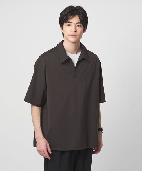 green label relaxing（グリーンレーベルリラクシング）の「ウォッシャブルトロ スキッパー 半袖 シャツ プルオーバー -ウォッシャブル・ストレッチ-（シャツ/ブラウス・メンズ・ダークブラウン/ダークグレー/イエロー・S/XL/L/M）」の8枚目の写真