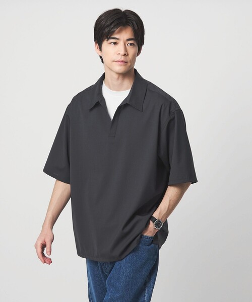 green label relaxing（グリーンレーベルリラクシング）の「ウォッシャブルトロ スキッパー 半袖 シャツ プルオーバー -ウォッシャブル・ストレッチ-（シャツ/ブラウス・メンズ・ダークブラウン/ダークグレー/イエロー・S/XL/L/M）」の11枚目の写真