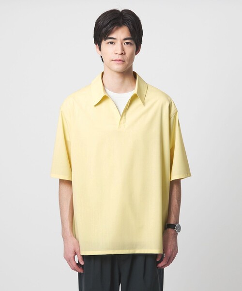 green label relaxing（グリーンレーベルリラクシング）の「ウォッシャブルトロ スキッパー 半袖 シャツ プルオーバー -ウォッシャブル・ストレッチ-（シャツ/ブラウス・メンズ・ダークブラウン/ダークグレー/イエロー・S/XL/L/M）」の14枚目の写真