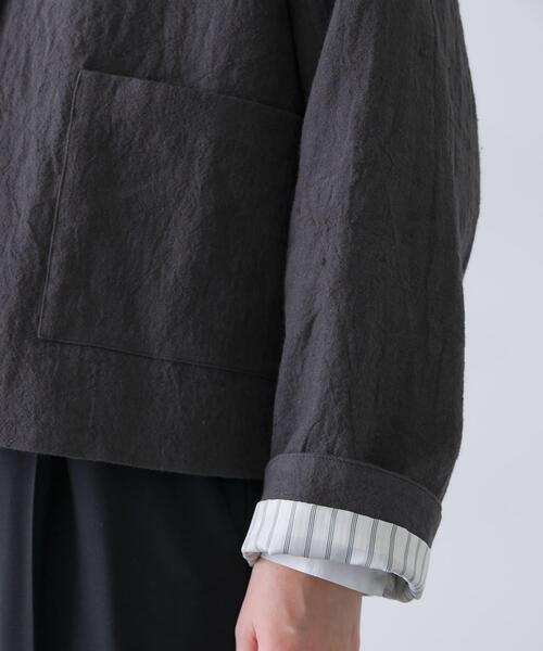 かぐれ（カグレ）の「リネンラミーノーカラージャケット（ノーカラージャケット・レディース・チャコールグレー/ブラック・FREE）」の15枚目の写真
