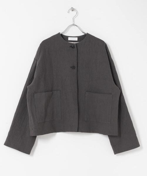 かぐれ（カグレ）の「リネンラミーノーカラージャケット（ノーカラージャケット・レディース・チャコールグレー/ブラック・FREE）」の16枚目の写真