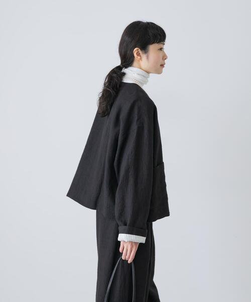 かぐれ（カグレ）の「リネンラミーノーカラージャケット（ノーカラージャケット・レディース・チャコールグレー/ブラック・FREE）」の20枚目の写真