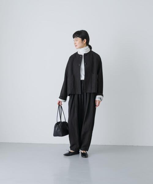 かぐれ（カグレ）の「リネンラミーノーカラージャケット（ノーカラージャケット・レディース・チャコールグレー/ブラック・FREE）」の21枚目の写真