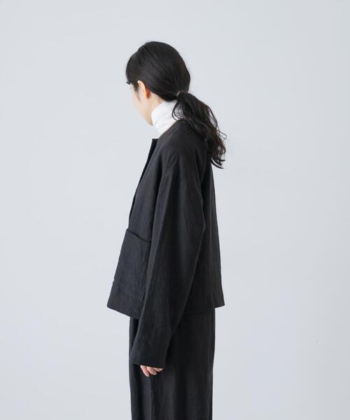 かぐれ(カグレ)の「リネンラミーノーカラージャケット(ノーカラージャケット・レディース・チャコールグレー/ブラック・FREE)」の7枚目の写真