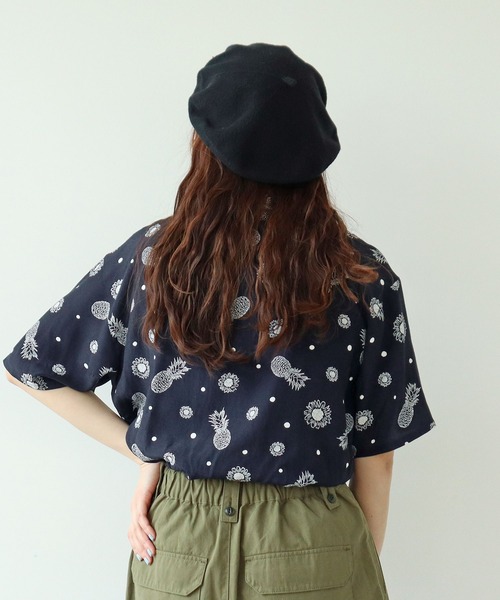 PAR ICI（パーリッシィ）の「パイナップルひまわりプリント アロハシャツ(セットアップ対応)（シャツ/ブラウス・レディース・ネイビー・FREE）」の12枚目の写真