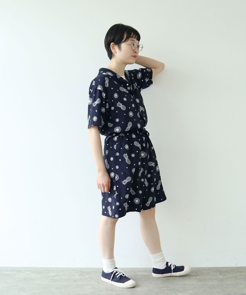 PAR ICI（パーリッシィ）の「パイナップルひまわりプリント アロハシャツ(セットアップ対応)（シャツ/ブラウス・レディース・ネイビー・FREE）」の21枚目の写真