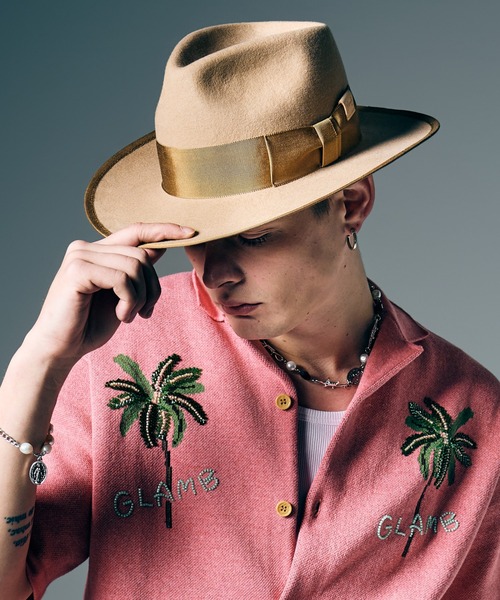 glamb（グラム）の「Wool Fedora Hat / ウールフェドラハット（ハット・メンズ・ベージュ/ブラック・FREE）」の7枚目の写真