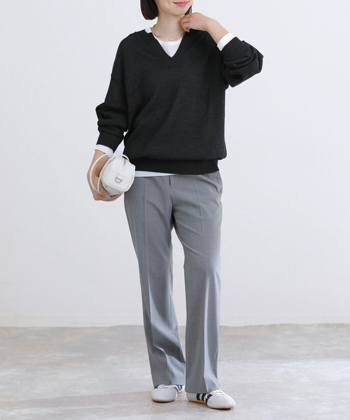 IENA(イエナ)の「コットンwashiニットプルオーバー(ニット/セーター・レディース・カーキ/ブラック・FREE)」の10枚目の写真