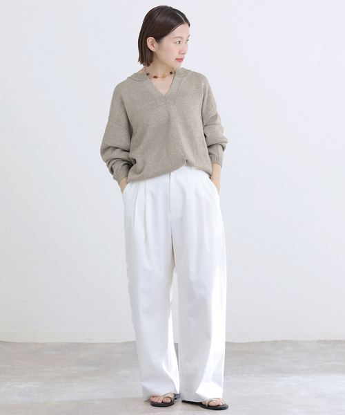 IENA(イエナ)の「コットンwashiニットプルオーバー(ニット/セーター・レディース・カーキ/ブラック・FREE)」の11枚目の写真