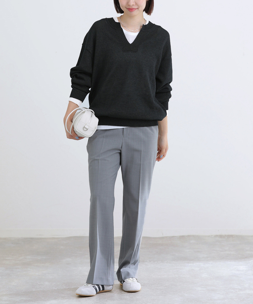 IENA(イエナ)の「コットンwashiニットプルオーバー(ニット/セーター・レディース・カーキ/ブラック・FREE)」の13枚目の写真