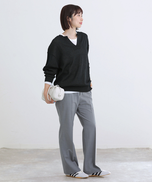 IENA(イエナ)の「コットンwashiニットプルオーバー(ニット/セーター・レディース・カーキ/ブラック・FREE)」の16枚目の写真