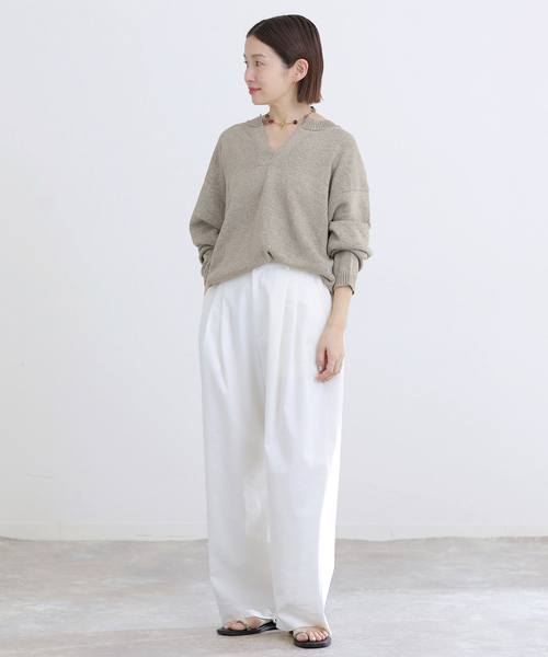 IENA(イエナ)の「コットンwashiニットプルオーバー(ニット/セーター・レディース・カーキ/ブラック・FREE)」の22枚目の写真