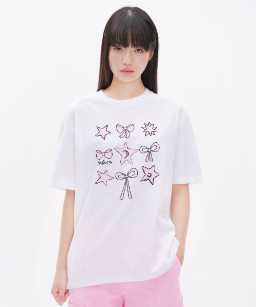 YOUHEE(ユヒ)の「YOUHEE STAR GRAPHIC T-SHIRTS WHITE(Tシャツ/カットソー・レディース・その他・FREE)」の1枚目の写真