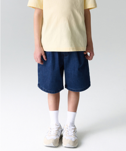 MUSINSA STANDARD KIDS（ムシンサスタンダードキッズ）の「[クールスタンダード] ワンタックワイドバンディングデニムショーツ [ディープインディゴ]（その他パンツ・レディース・その他・100/110/120/130/140/150）」の3枚目の写真