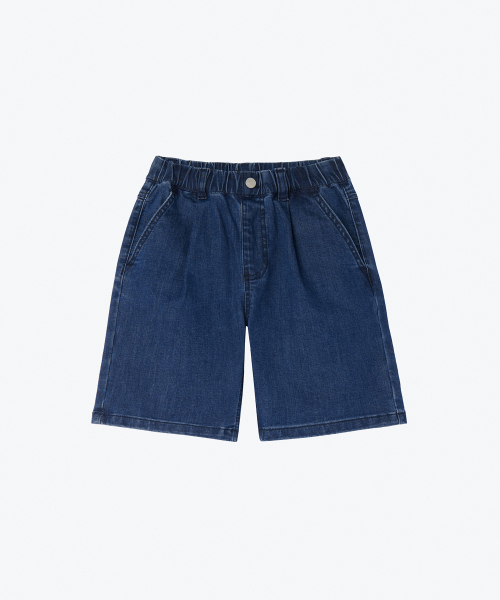 MUSINSA STANDARD KIDS（ムシンサスタンダードキッズ）の「[クールスタンダード] ワンタックワイドバンディングデニムショーツ [ディープインディゴ]（その他パンツ・レディース・その他・100/110/120/130/140/150）」の4枚目の写真