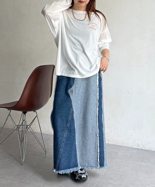 CPCM(シーピーシーエム)の「スラブシアーワンショルロンT(Tシャツ/カットソー・レディース・アイボリー/ブラック/オフホワイト/グレー/ブルー・FREE)」の6枚目の写真