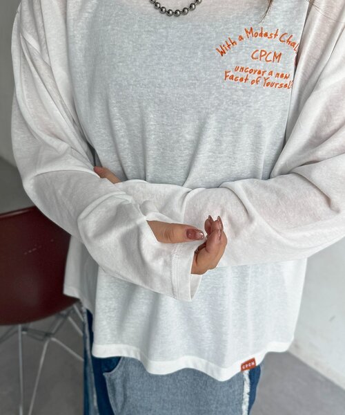 CPCM(シーピーシーエム)の「スラブシアーワンショルロンT(Tシャツ/カットソー・レディース・アイボリー/ブラック/オフホワイト/グレー/ブルー・FREE)」の9枚目の写真