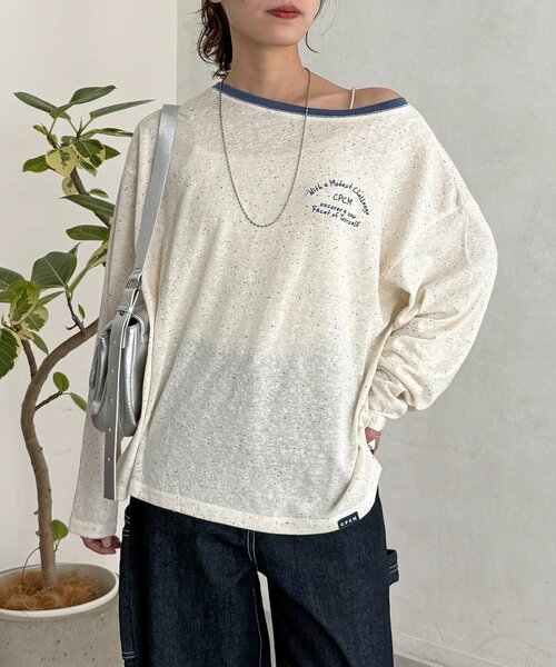 CPCM(シーピーシーエム)の「スラブシアーワンショルロンT(Tシャツ/カットソー・レディース・アイボリー/ブラック/オフホワイト/グレー/ブルー・FREE)」の11枚目の写真